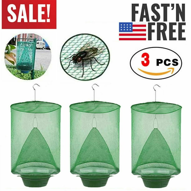 Fly Trap Catcher Killer Cage Net Insect Bug Yellow Blue Sticky Paper Home Garden 
